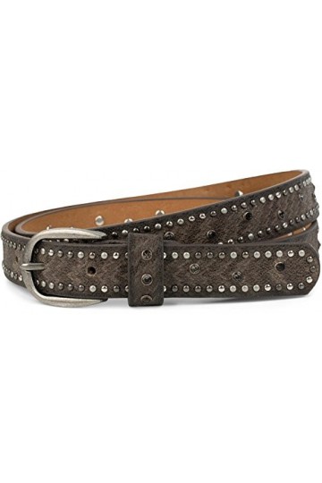 styleBREAKER ceinture à rivet étroite avec strass et rayures, ceinture vintage, raccourcissable, femme 03010083, taille:100cm