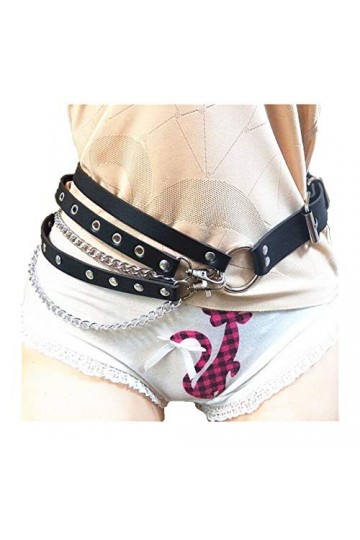 Black Sugar Femme Fille Déguisement Bretelle Ceinture Noir Pu Solide Anneaux Jarretière Harnais Corp Cuisse Jambe Gothique Pu