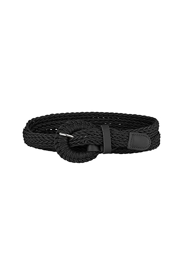 Allegra K Ceinture fine en cuir synthétique tressé pour femme avec boucle ardillon, Noir , taille 41"