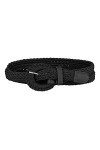 Allegra K Ceinture fine en cuir synthétique tressé pour femme avec boucle ardillon, Noir , taille 41"