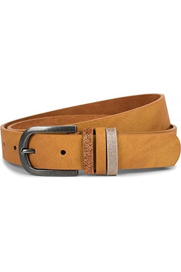 styleBREAKER Ceinture unie pour femme avec boucle scintillante, réglable 03010091, taille:90cm, couleur:Curry
