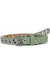 styleBREAKER Ceinture fine pour femme avec rivets perforés et surface mate unie, style vintage, peut être raccourcie 03010109