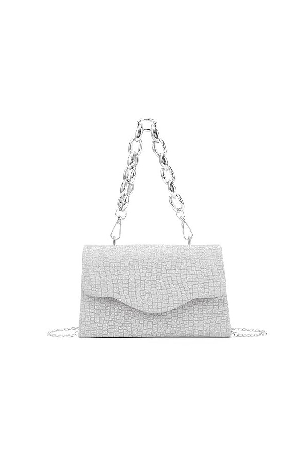 EVEOUT Sac à main de soirée Étincelant avec Chaîne pour Femme Pochettes et clutches élégant pour Fête de Mariage（Argent