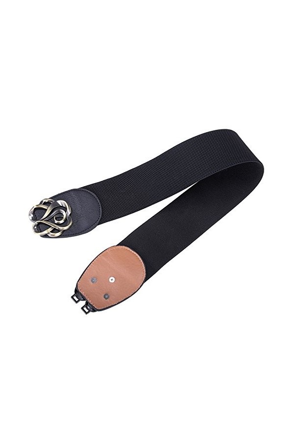 GRACE KARIN Femme Ceinture Large Elastique Classique Chic pour Robe Top Noir + Bordeaux Taille M ZHXS244-04