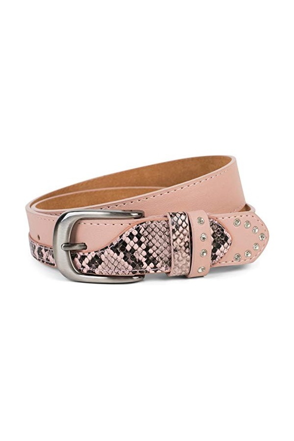 styleBREAKER ceinture pour femmes avec des strass et des détails aspect peau de serpent, longueur réglable 03010102, taille:8