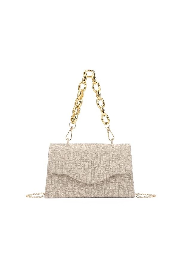 EVEOUT Sac à main de soirée Étincelant avec Chaîne pour Femme Pochettes et clutches élégant pour Fête de Mariage（Argent