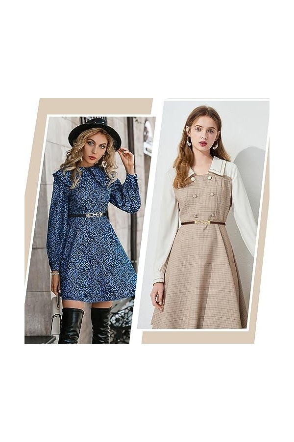 XZQTIVE Ceinture en cuir skinny pour femme - Réglable - Taille fine - Ceinture tendance pour robe, 1-Noir+Marron, Passend für