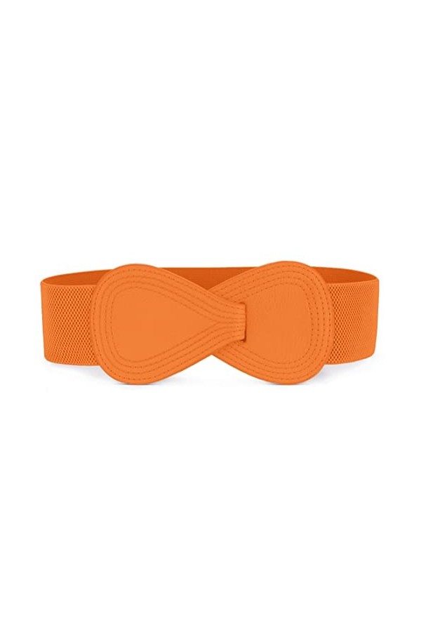 sourcing map Dame Numéro 8 boucle verrouillage panneau Ceinture élastique bleu Sangle Orange Taille ajustée: 25 "/ 63,5 cm - 