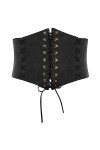 SCARLET DARKNESS Corset Steampunk pour femme - Ceinture médiévale large en cuir, noir large, M