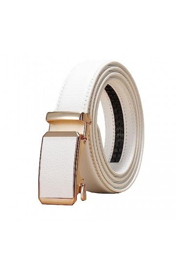 NIUXICH 3cm largeur femmes/hommes ceinture en cuir réglable boucle automatique ceinture vêtements ceinture décorative, Noir, 