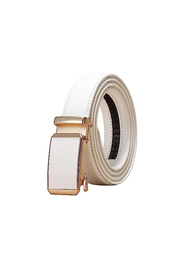NIUXICH 3cm largeur femmes/hommes ceinture en cuir réglable boucle automatique ceinture vêtements ceinture décorative, Noir, 