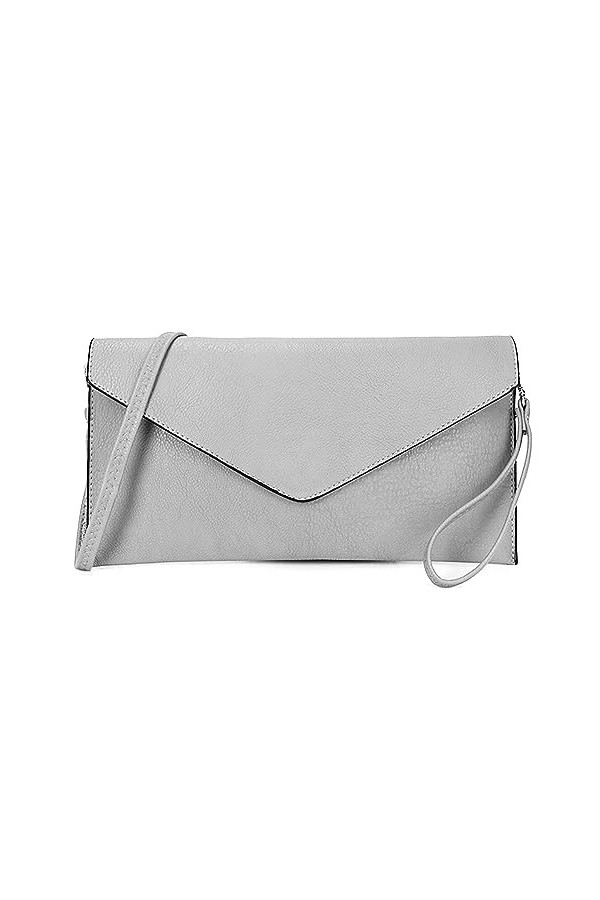 AOSSTA Pochette pour femme - Grande enveloppe - Pour femme - Sac à bandoulière pour mariage, fête, soirée, gris clair