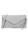 AOSSTA Pochette pour femme - Grande enveloppe - Pour femme - Sac à bandoulière pour mariage, fête, soirée, gris clair
