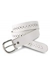 fashionchimp Ceinture en cuir pour femme, motif dentelle, boucle de ceinture en argent - Made in Germany Blanc - 110/BW95 - 