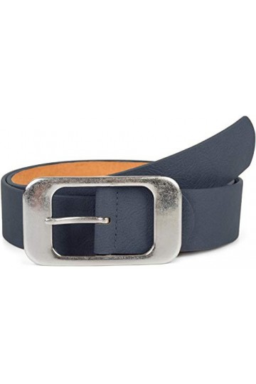 styleBREAKER ceinture unisexe unie avec grande boucle rectangulaire, longueur ajustable 03010100, taille:90cm, couleur:Bleu