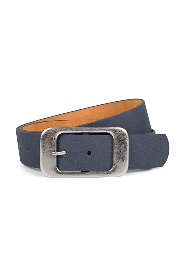 styleBREAKER ceinture unisexe unie avec grande boucle rectangulaire, longueur ajustable 03010100, taille:90cm, couleur:Bleu