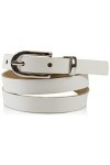 fashionchimp Basic Ceinture pour dames en 100% cuir, ceinture étroite, largeur 1,5 cm, Made in Germany Blanc - 130/BW115 