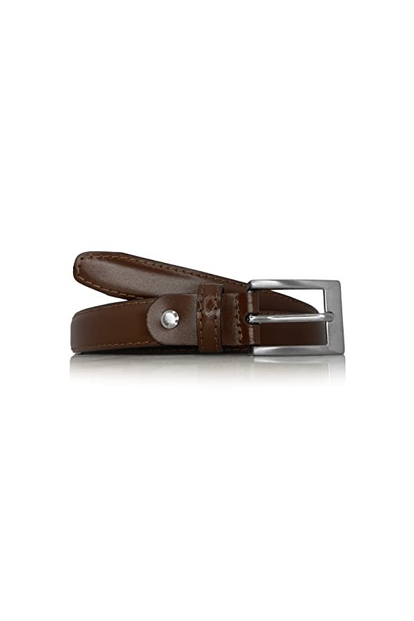 almela Ceinture femme étroite | 2,5cm de large - 25mm | Cuir Véritable | Ceinture fine | Boucle en argent satiné | Womens th