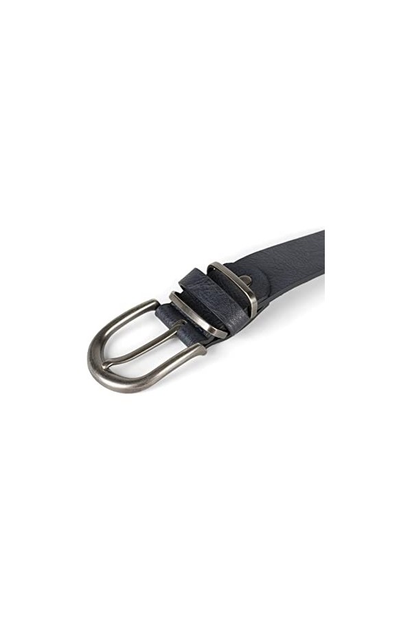 styleBREAKER Ceinture unisexe unie avec métal au passant, faux cuir unicolore, ceinture, raccourcissable 03010123, couleur:Bl