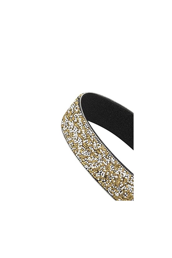 YooAi Ceinture élastique en cuir PU avec strass et cristaux brillants pour femme, doré, S:taille 74/79 cm