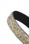 YooAi Ceinture élastique en cuir PU avec strass et cristaux brillants pour femme, doré, S:taille 74/79 cm