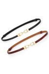 XZQTIVE Ceinture en cuir skinny pour femme - Réglable - Taille fine - Ceinture tendance pour robe, 3-noir+rouge, Passend für 