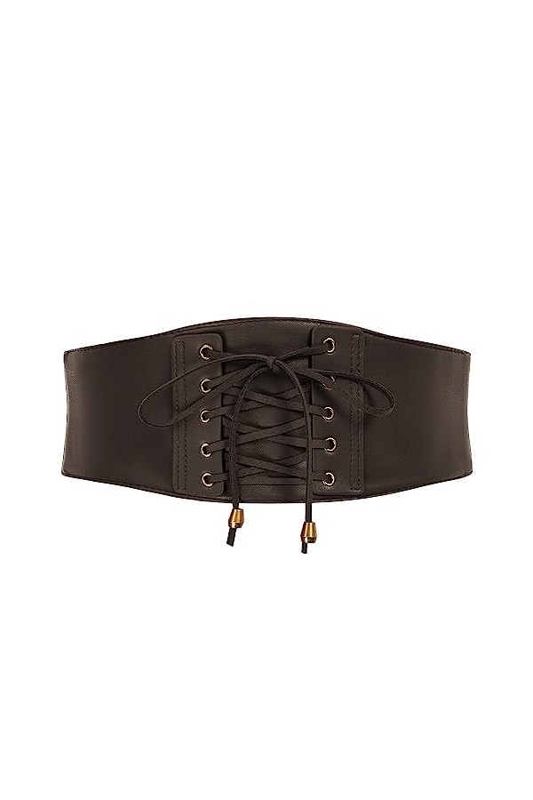SCARLET DARKNESS Ceinture élastique vintage en dentelle Steampunk pour femme, Marron foncé 452a23-2, XXL
