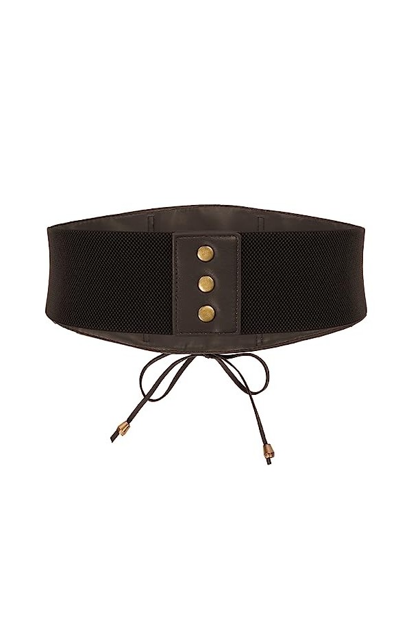 SCARLET DARKNESS Ceinture élastique vintage en dentelle Steampunk pour femme, Marron foncé 452a23-2, XXL