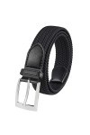 Lovionus89 Ceinture pour femme - Largeur : 30 mm - Réglable - Élastique - Pour le golf - Tissé, Argenté/noir., 110 CM lang fü