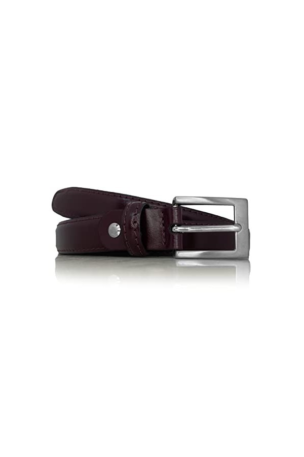 almela Ceinture femme étroite | 2,5cm de large - 25mm | Cuir Véritable | Ceinture fine | Boucle en argent satiné | Womens th
