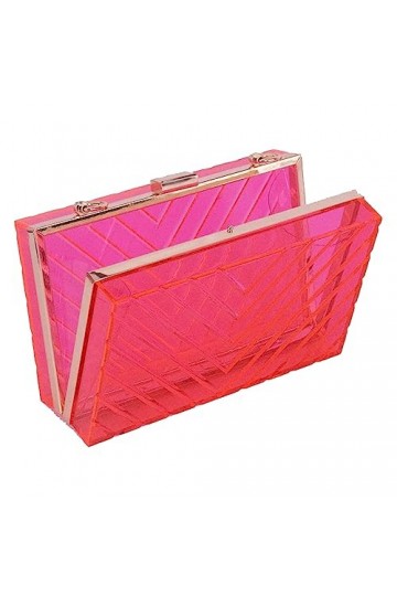 VAPADOO Pochette en acrylique transparent avec sangle de chaîne, sac à main à bandoulière transparent avec chaîne dorée amovi