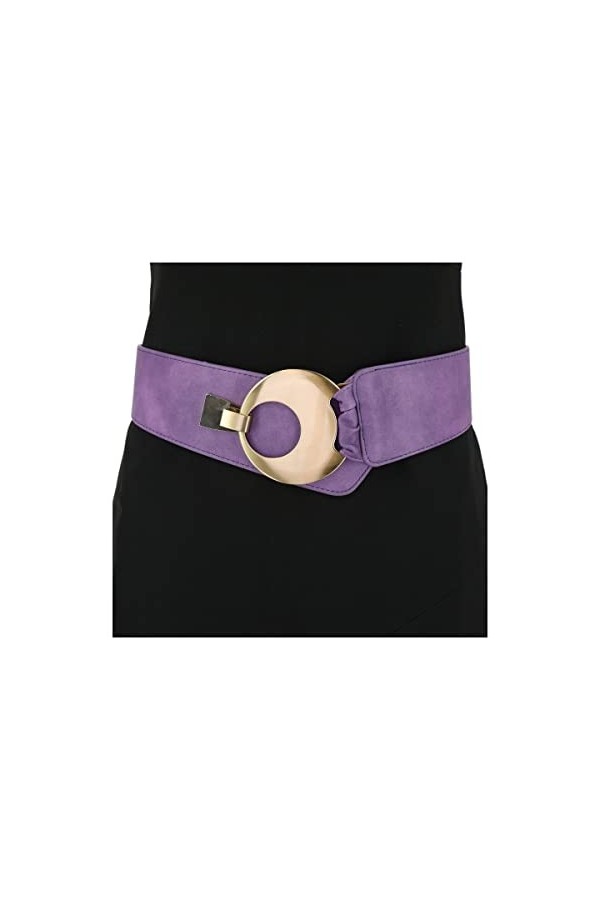 FASHIONGEN - Ceinture large femme boucle ronde croisé VANESSA - Violet, Small à Large/pantalon 35 à 45