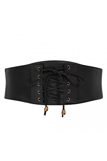 SCARLET DARKNESS Ceinture élastique vintage en dentelle Steampunk pour femme, Noir 452a23-1, S