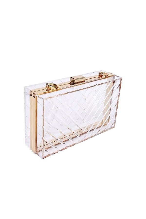 VAPADOO Pochette en acrylique transparent avec sangle de chaîne, sac à main à bandoulière transparent avec chaîne dorée amovi