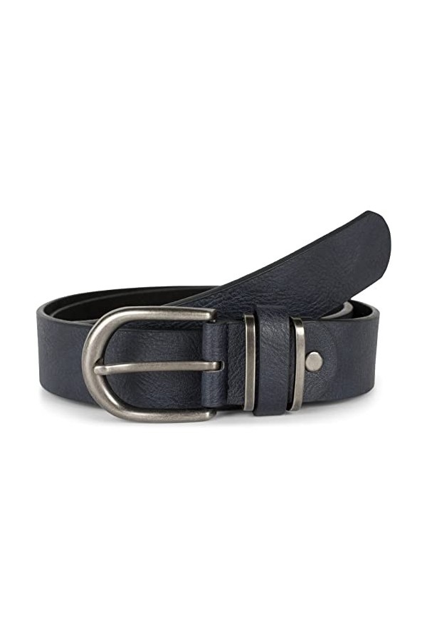 styleBREAKER Ceinture unisexe unie avec métal au passant, faux cuir unicolore, ceinture, raccourcissable 03010123, couleur:Bl