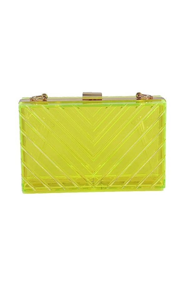 VAPADOO Pochette en acrylique transparent avec sangle de chaîne, sac à main à bandoulière transparent avec chaîne dorée amovi