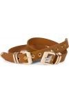 styleBREAKER Ceinture pour femmes avec double boucle dorée et rivets à trous, B-Low Belt, ceinture de taille, raccourcissable