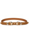 styleBREAKER Ceinture pour femmes avec double boucle dorée et rivets à trous, B-Low Belt, ceinture de taille, raccourcissable