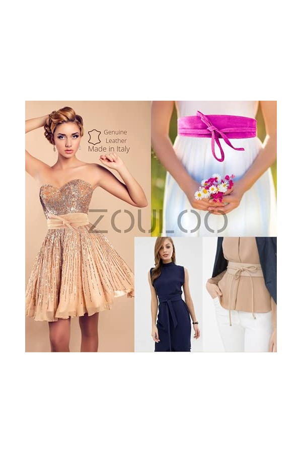ZOULOO Ceinture Large En cuir veritable Pour Femme,Ceinture pour robe, Ceinture obi, Ceinture En Croute De Cuir, Ceinture de 
