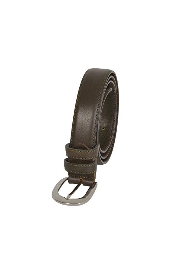 Conte Massimo Ceinture femme fine en cuir véritable, fabriquée en Italie, raccourci, Vert 3 cm, 115 tg 50-52 