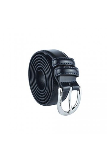 Biagiotti Ceinture femme fine en cuir véritable, raccourcie avec boîte, Bleu 3 cm, XL 120 cm 