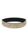 YooAi Ceinture élastique en cuir PU avec strass et cristaux brillants pour femme, doré, S:taille 74/79 cm