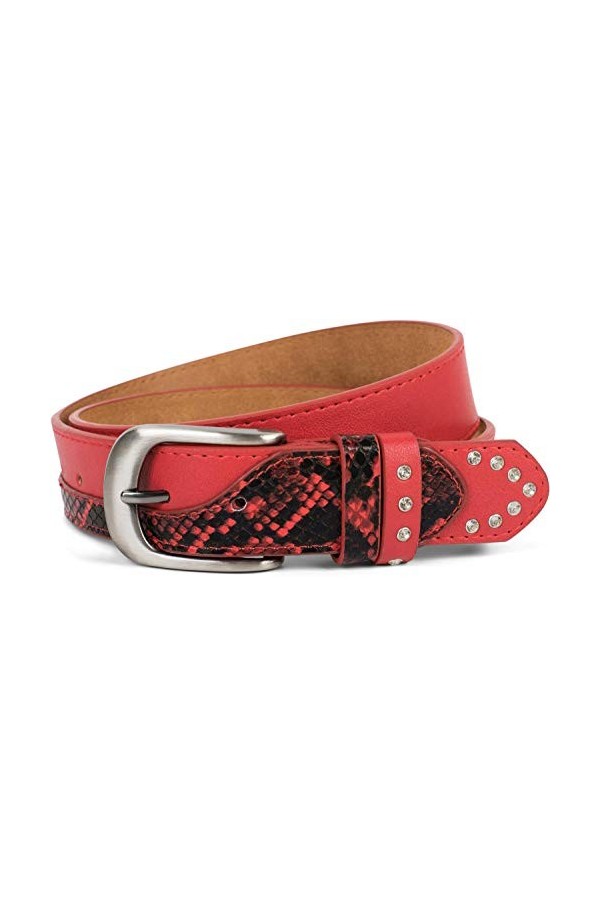 styleBREAKER ceinture pour femmes avec des strass et des détails aspect peau de serpent, longueur réglable 03010102, couleur: