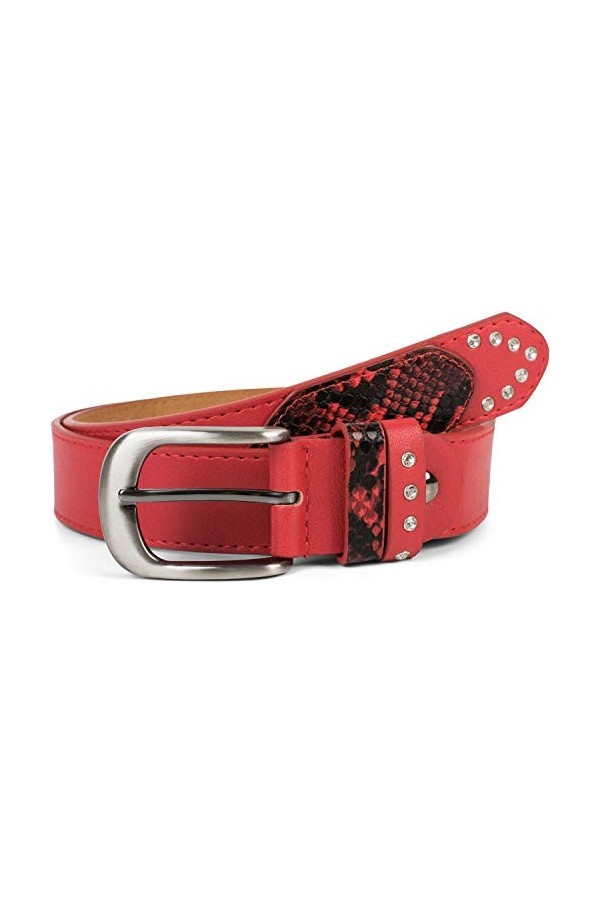 styleBREAKER ceinture pour femmes avec des strass et des détails aspect peau de serpent, longueur réglable 03010102, couleur: