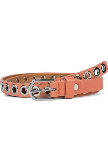 styleBREAKER Ceinture fine pour femme avec rivets perforés et surface mate unie, style vintage, peut être raccourcie 03010109