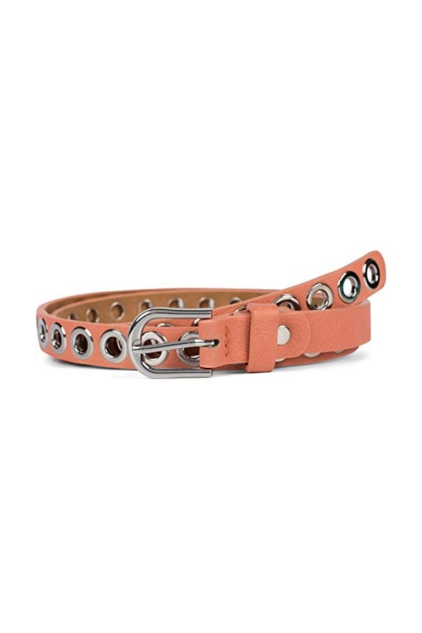 styleBREAKER Ceinture fine pour femme avec rivets perforés et surface mate unie, style vintage, peut être raccourcie 03010109