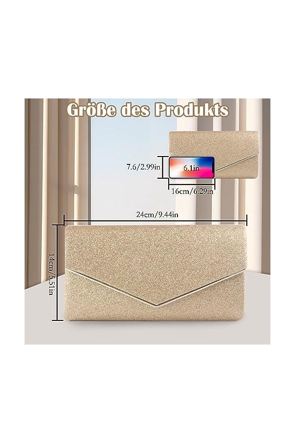 APOMOONS Pochette pour femme - Sac de soirée à paillettes - Élégant - Sac à bandoulière pour mariage, fête, banquet, vacances