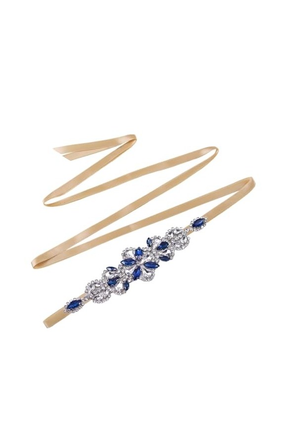 Disimlarl Ceintures faites à la main en strass pour femme, accessoires de fête, bal, mariage, demoiselle dhonneur, Ruban ble