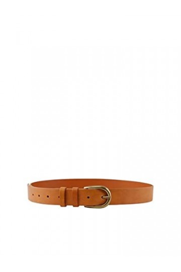 PIECES PCHAVEN Leather Jeans Belt FC Noos Ceinture en Cuir, Cognac/Detail:Gold Buckle, 80 Femme