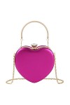 Meliyya Pochette en forme de cœur pour femme avec poignée en cristal et chaîne - Sac à bandoulière, Rouge rose., 16*5*15cm